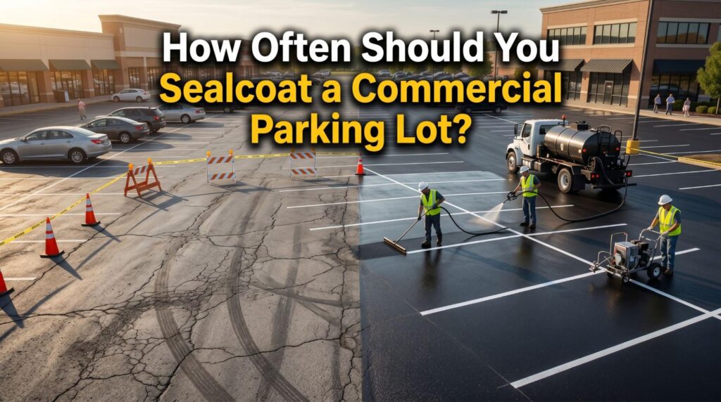 sealcoat a commercial parking lot 